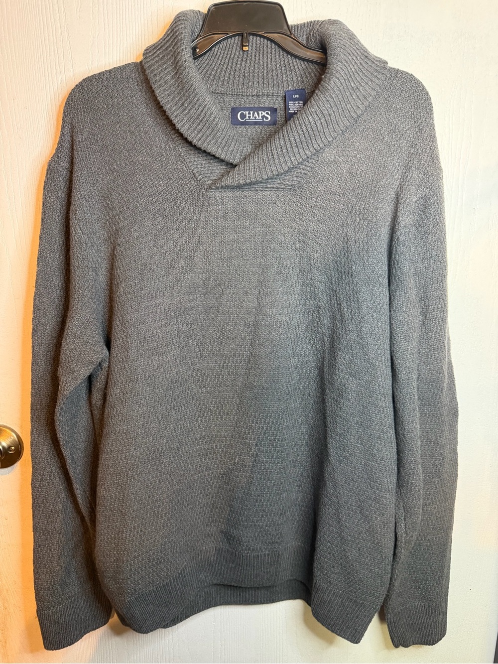 CHAPS Women’s Gray Shawl-Collar Sweater